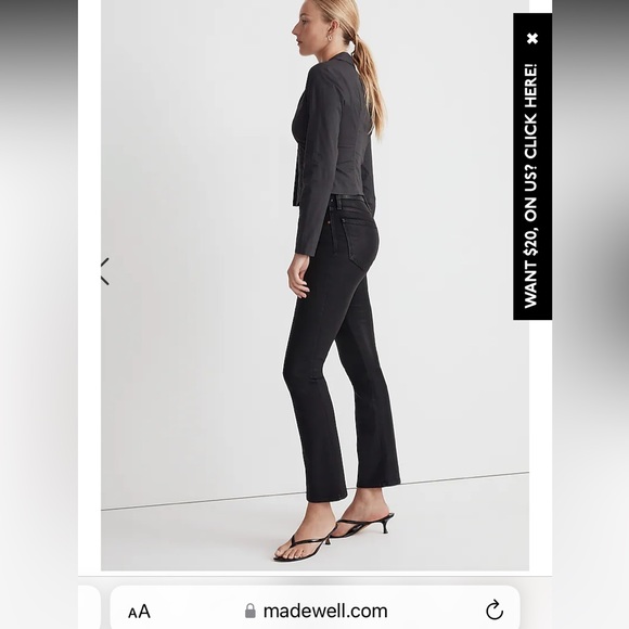 NWT Madewell Kick Out Crop Jeans in True Black Coated Edition size 27 - Picture 2 of 7